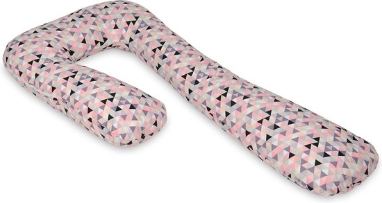 Voedingskussen - Zijslaapkussen - 235 cm - 100% katoen - roze driehoeken