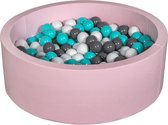 Ballenbad rond - roze - 90x30 cm - met 200 wit, grijs en turquoise ballen