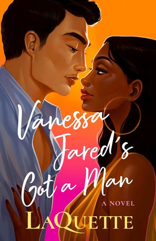 Boekomslag met een man en een vrouw die naar elkaar kijken, met de titel 'Vanessa Jared's Got a Man'.