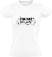 I'm Fat Let's party | Dames T-shirt | Wit | Sier | Ster | Feest | Dansen | Jolig