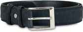 VanPalmen leren riem - suede blauw - stevig leer - inkortbaar - breedte 3,5cm