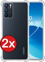 Oppo Reno 6 Hoesje Siliconen Shock Proof Case Transparant - Oppo Reno 6 Hoesje Transparant - Oppo Reno 6 Hoes Cover Case Shockproof - 2 PACK