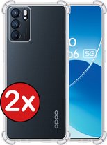 Hoesje Geschikt voor OPPO Reno 6 Hoesje Siliconen Shock Proof Case Hoes - Hoes Geschikt voor OPPO Reno 6 Hoes Cover Case Shockproof - Transparant - 2 PACK