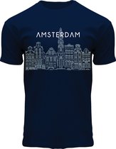 Fox Originals Canal Front Amsterdam T-shirt Heren & Dames Katoen Navy Blauw Maat XXL