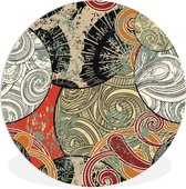 WallCircle - Wandcirkel ⌀ 60 - Abstract patroon van met golven in Japanse stijl - Ronde schilderijen woonkamer - Wandbord rond - Muurdecoratie cirkel - Kamer decoratie binnen - Wanddecoratie muurcirkel - Woonaccessoires