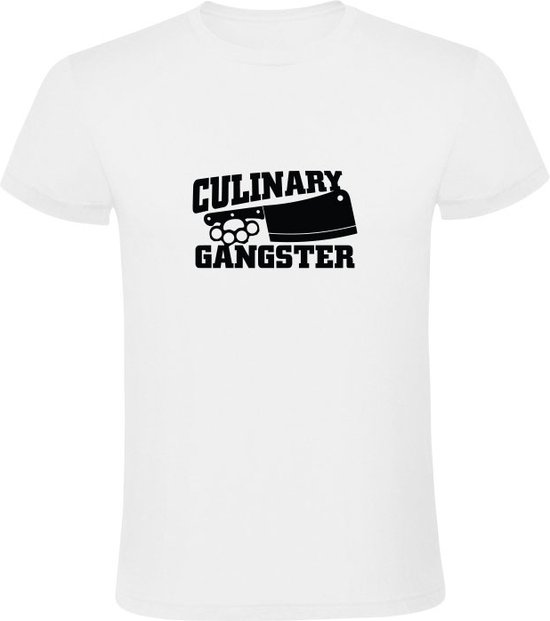 Gangster culinaire | T-shirt homme | Blanc | Culinaire | Cuisine | Cuisiner | Chef | sous-chef | Restaurant | Cuisine | BBQ | Barbecue | Boucher | Boucher