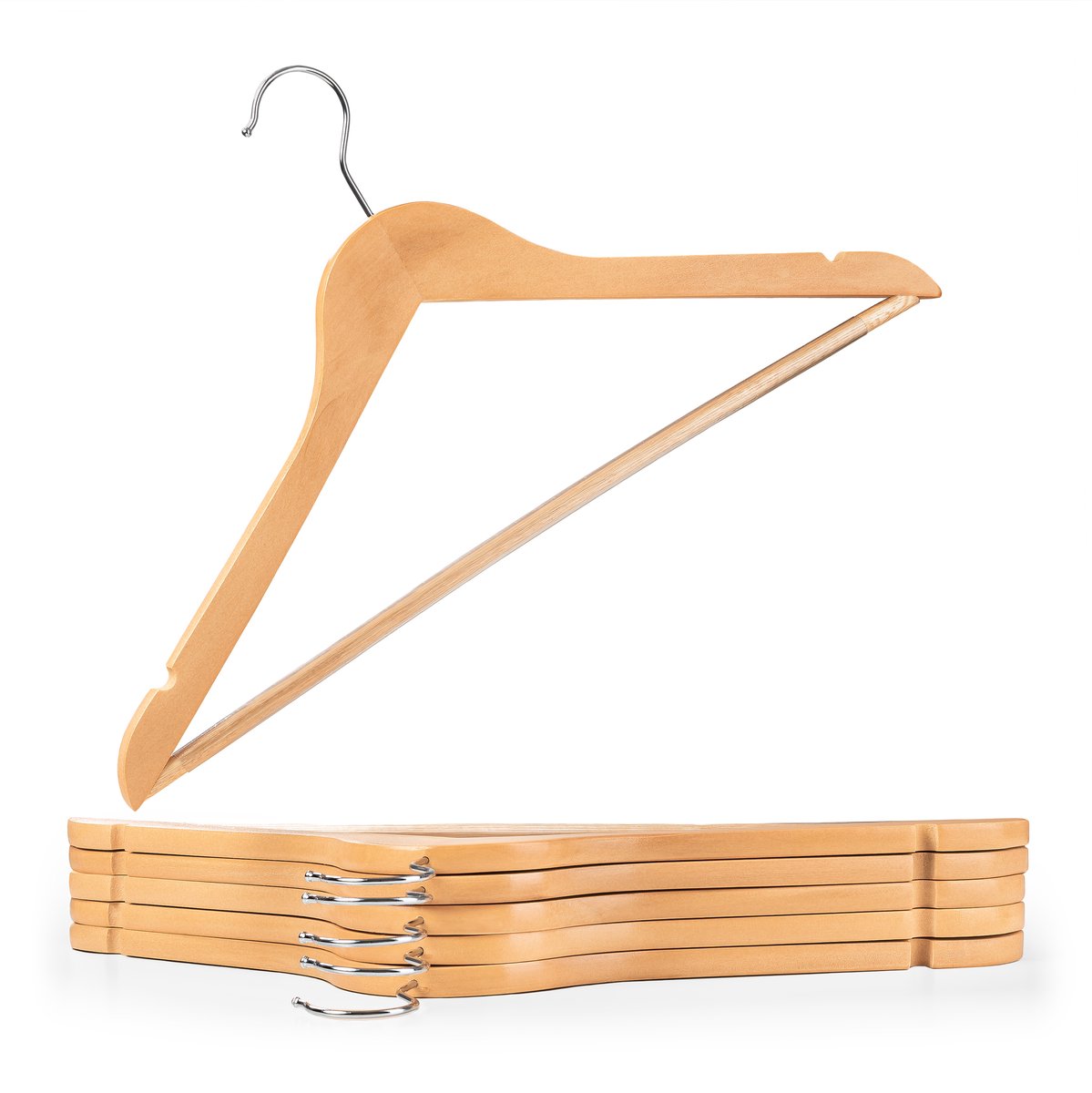 Blumtal Kledinghangers Hout - Set van 10 Kleerhangers - Antislip - Met inkepingen - Naturel
