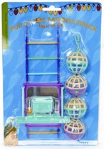 Happy Pet Bird Toy Mp Bal/Ladder/Perch - Vogelspeelgoed - 22 x 10 x 4 cm