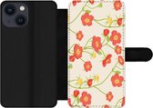 iPhone 13 Mini Wallet Case étui de téléphone bibliothèque - Bloem - Fleurs sauvages - Motifs - Avec poches - Étui portefeuille avec fermeture magnétique