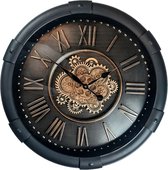 Horloge murale horloge industrielle métal John engrenages noir 70 cm