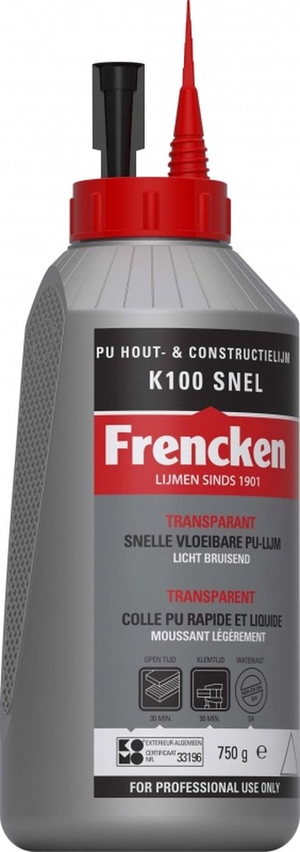 eindeloos distillatie demonstratie Frencken PU K100 snel - PU houtlijm - blank - 750ml | bol.com