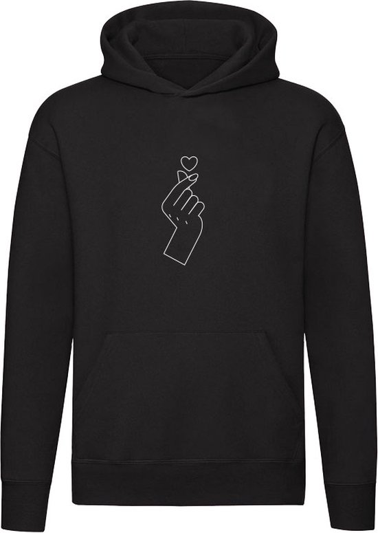 Foto: Snapping fingers heart unisex trui sweater hoodie capuchon zwart knippende vingers hart liefde love