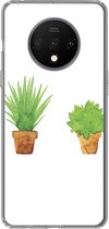 Geschikt voor OnePlus 7T hoesje - Bloempot - Waterverf - Planten - Siliconen Telefoonhoesje