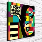 Pop Art Amy Winehouse XL Canvas - 100 x 100 cm - Canvasprint - Op dennenhouten kader - Geprint Schilderij - Popart Wanddecoratie