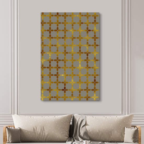 Motif de Luxe aubes avec détails dorés sur fond gris 120x180 cm - Tirage photo sur toile (Décoration murale salon / chambre) XXL / Groot format!