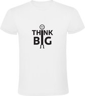 Think Big | Heren T-shirt | Wit | Denk Groot | Het Grote Plaatje | Oplossingen | Problemen | Idee | Rijk | Succes | Quote | Spreuk | Mindset | Slim | Positief