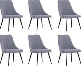 vidaXL Eetkamerstoelen 6 st stof lichtgrijs