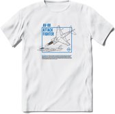 AV-8B Vliegtuig T-Shirt | Unisex leger Kleding | Dames - Heren Straaljager shirt | Army F16 | Grappig bouwpakket Cadeau | - Wit - XL