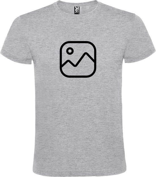 Grijs  T shirt met  " Geen foto icon " print Zwart size XL