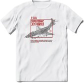 F-101 Vliegtuig T-Shirt | Unisex leger Kleding | Dames - Heren Straaljager shirt | Army F16 | Grappig bouwpakket Cadeau | - Wit - S