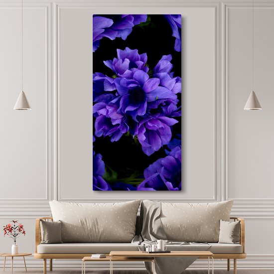 Modèle de peinture sur toile - Fleurs - Violet - 80x160 cm - Décoration murale