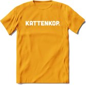 Kattenkop - Katten T-Shirt Kleding Cadeau | Dames - Heren - Unisex | Kat / Dieren shirt | Grappig Verjaardag kado | Tshirt Met Print | - Geel - 3XL