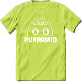 Purrramid - Katten T-Shirt Kleding Cadeau | Dames - Heren - Unisex | Kat / Dieren shirt | Grappig Verjaardag kado | Tshirt Met Print | - Groen - S
