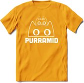 Purrramid - Katten T-Shirt Kleding Cadeau | Dames - Heren - Unisex | Kat / Dieren shirt | Grappig Verjaardag kado | Tshirt Met Print | - Geel - XXL