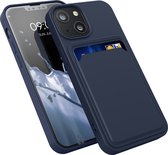 kwmobile telefoonhoesje geschikt voor Apple iPhone 13 mini - Hoesje met pasjeshouder - TPU case in donkerblauw
