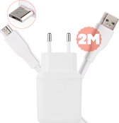 Snellader voor eReaders, Smartphone en Tablets met een Micro-USB Kabel 2 Meter - Smartphone / eReader oplader Micro usb lader 3A -