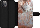 Bookcase Geschikt voor iPhone 11 Pro Max telefoonhoesje - Metalen - Roest print - Zilver - Met vakjes - Wallet case met magneetsluiting