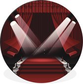 Wandcirkel - Muurcirkel - spotlights op de rode loper van Hollywood - Aluminium - Dibond - ⌀ 30 cm - Binnen en Buiten