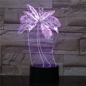 3D Led Lamp Met Gravering - RGB 7 Kleuren - Palmboom