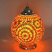 Mozaïek tafellamp 25 cm. - rood en oranje - Turks