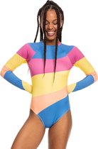 Roxy - UV Badpak voor dames - Pop Surf met lage rug - Longsleeve - Regatta blauw - maat S (36)