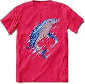 Dieren T-Shirt | Walvis shirt Heren / Dames | Wildlife whale cadeau - Roze - XL
