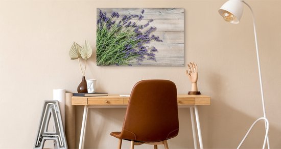 Peinture - Lavande sur bois rustique (impression sur toile), impression premium
