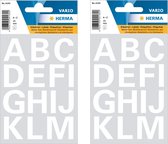 Stickervelletjes 56x A-Z alfabet plak letters wit 25 mm