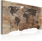 Schilderij - World Map: Wooden Mosaic.