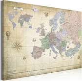 Schilderij - Map of Europe (1 Part) Wide.