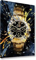 Akoestische panelen - Geluidsisolatie - Akoestische wandpanelen - Akoestisch schilderij AcousticBudget® - paneel met gouden Rolex horloge - design 236 - 50x70 - Wanddecoratie - woo