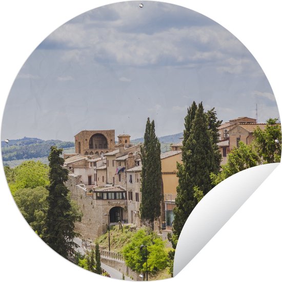 Tuincirkel De middeleeuwse ommuurde stad San Gimignano het Toscaanse gebied in Italië - 60x60 cm - Ronde Tuinposter - Buiten