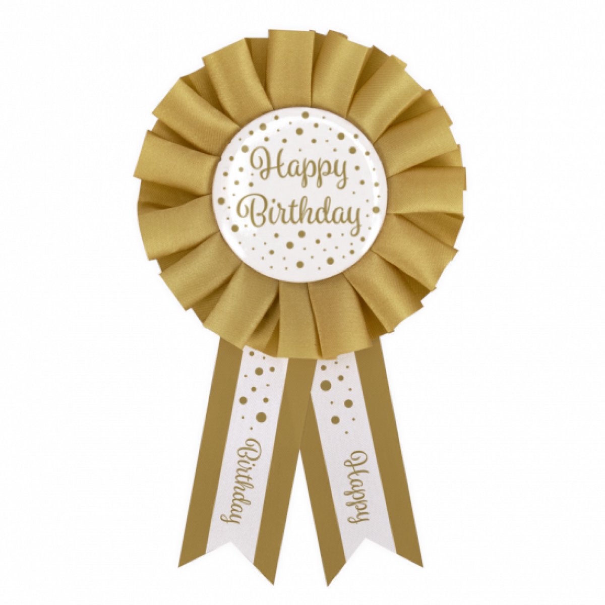 Rozet - Happy birthday - Goud, wit