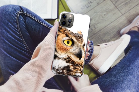 Coque iPhone 13 Pro - Hibou marron fond blanc - Siliconen - Noël - Cadeaux - Cadeaux chaussures
