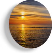 Artaza Houten Muurcirkel - Zonsondergang In De Zee - Ø 40 cm - Klein - Multiplex Wandcirkel - Rond Schilderij