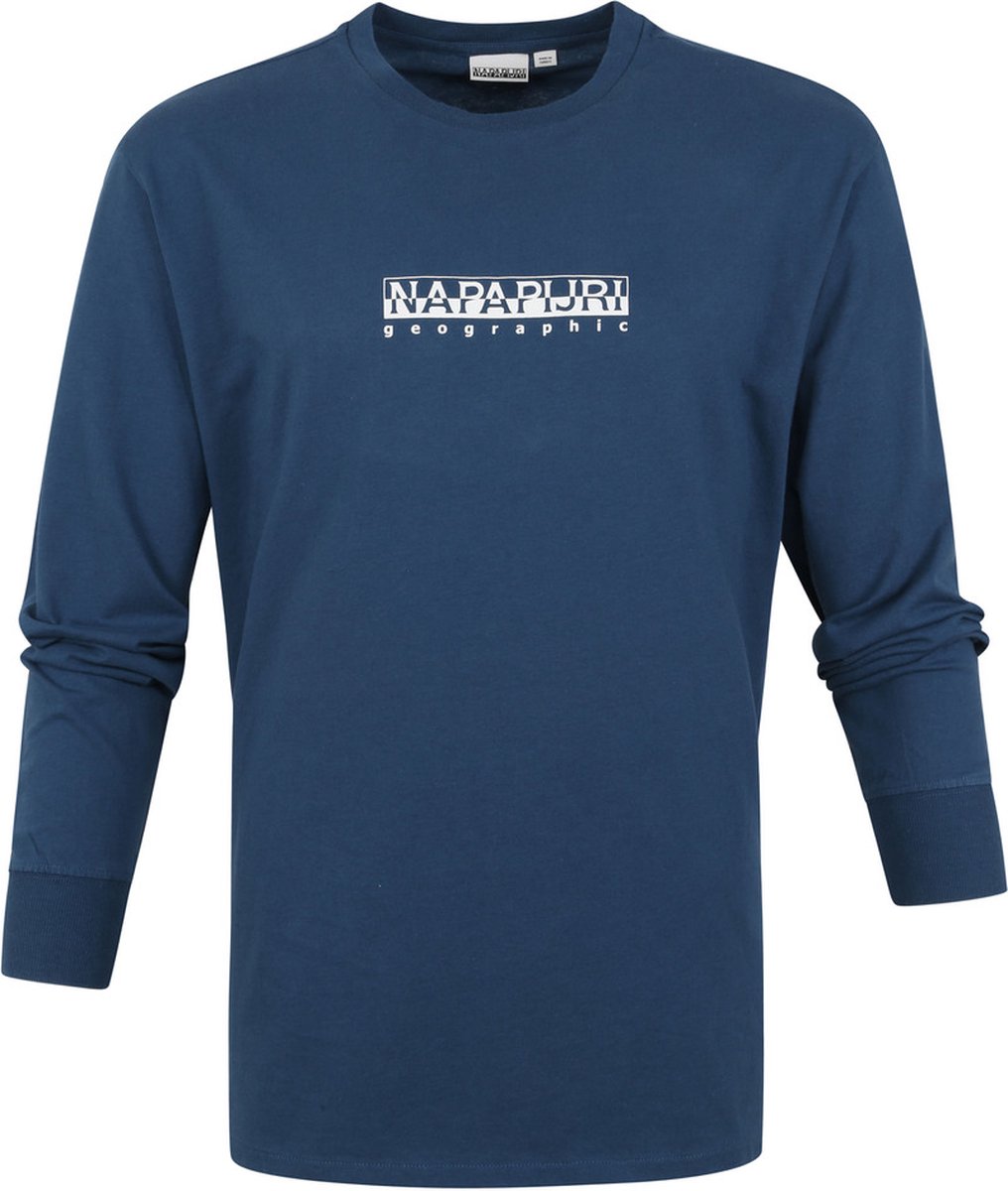 Napapijri - S-Box Longsleeve T-shirt Blauw - Maat L - Regular-fit | bol.com