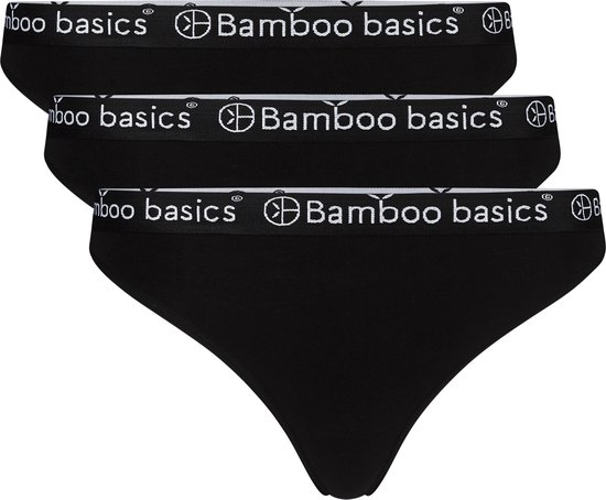 Comfortabel & Zijdezacht Bamboo Basics Emma - Bamboe Strings (Multipack 3 stuks) Dames - Onderbroek - Ondergoed - Zwart - XL
