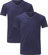 Bamboo Basics - 2-Pack Heren Bamboe T-shirts V- Hals Velo – Extra Lang – Navy - M