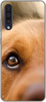 Geschikt voor Samsung Galaxy A50 hoesje - De twinkeling in het oog van de Golden Retriever - Siliconen Telefoonhoesje