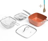 Koekenpannenset - Pannenset Inductie - Multifunctionele Pan - 5 in 1 - Pan Inductie - Braadpan Inductie - Bakpan - Stoompan - Met Gratis Spatel
